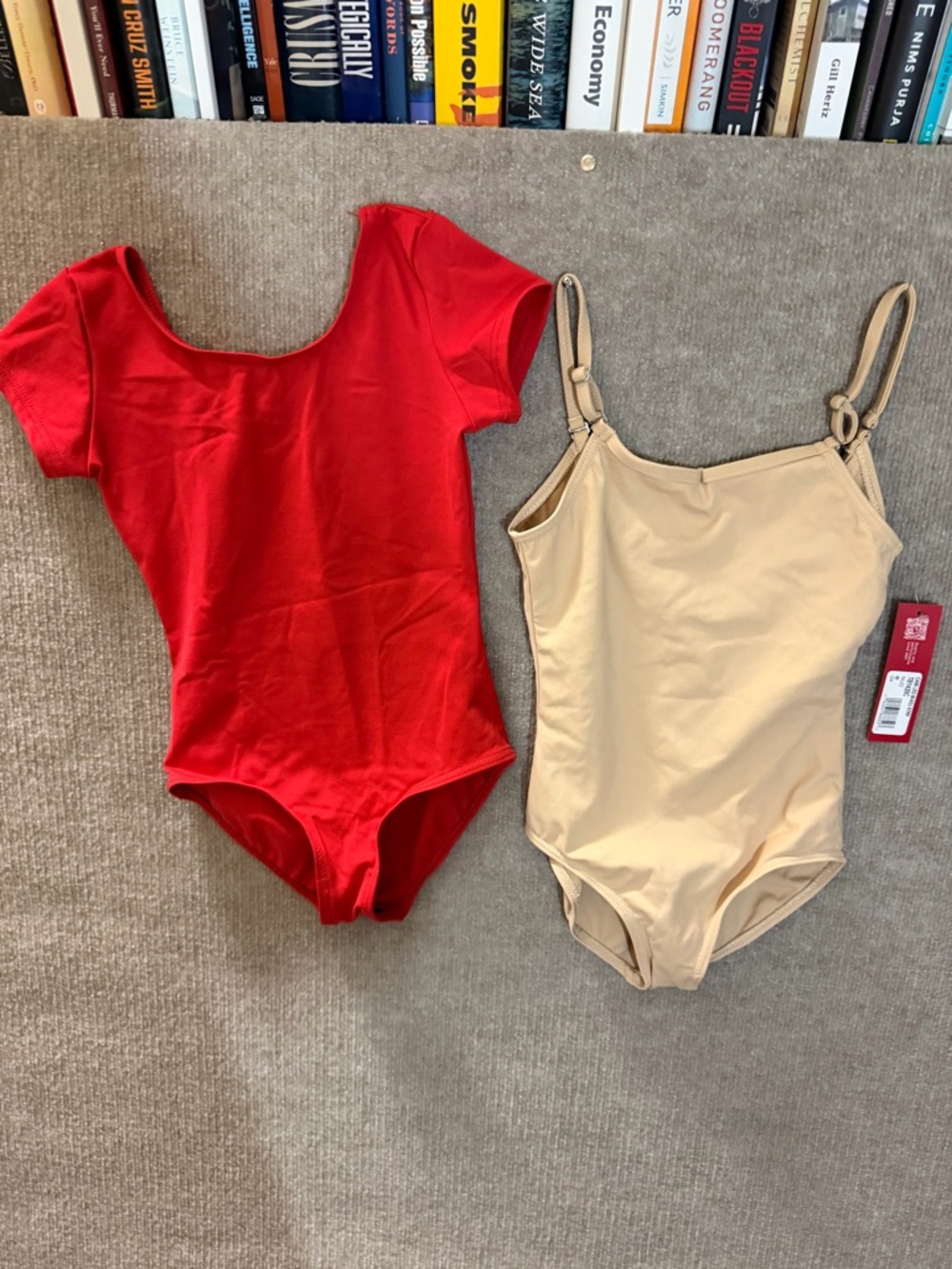 Capezio Kids One-Piece Leotard & Tank Suit Set - Red and Tan ,7/8y